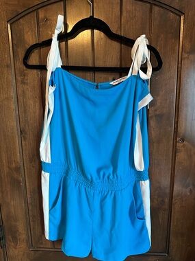 Amanda Uprichard Blue and White Romper